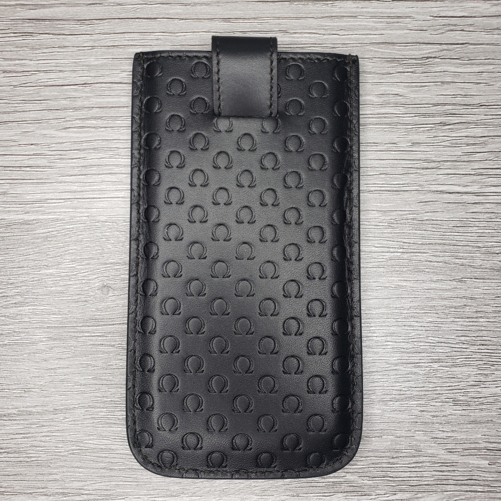 Omega leather logo stamped phone/card case